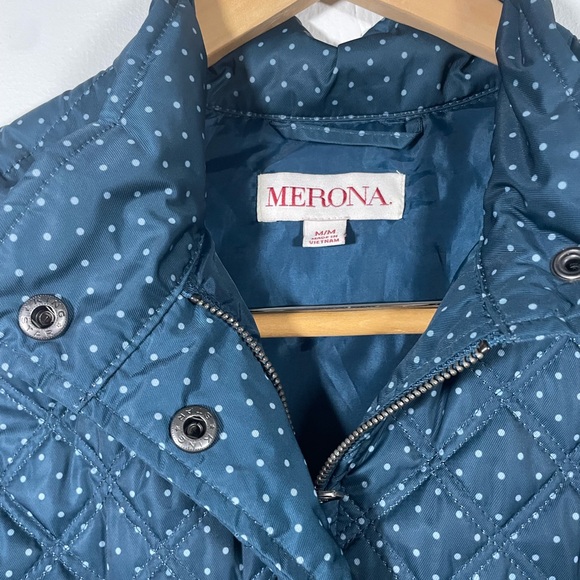 Merona Blue Quilted Vest Insulated Stand-Up Collar. Size M - Picture 3 of 11
